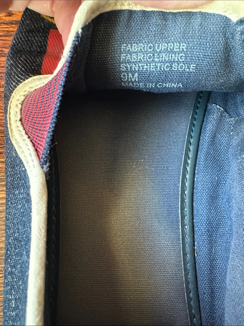 Tory Burch Navy Denim Espadrille Slip-Ons with Red Graphic
